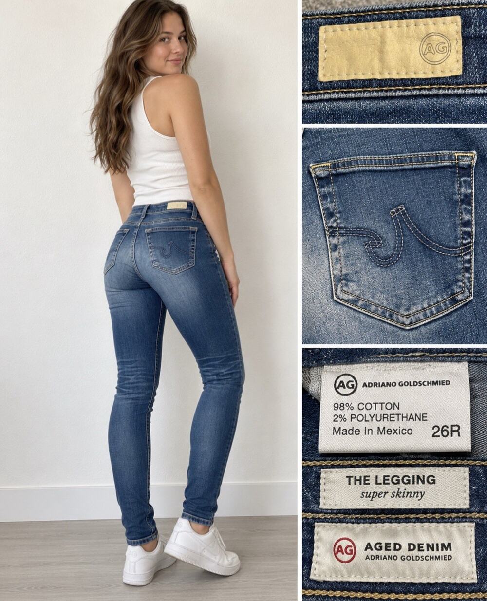 AG Adriano Goldschmied Women's Skinny Leg Jeans Size 26 Medium Wash Denim
